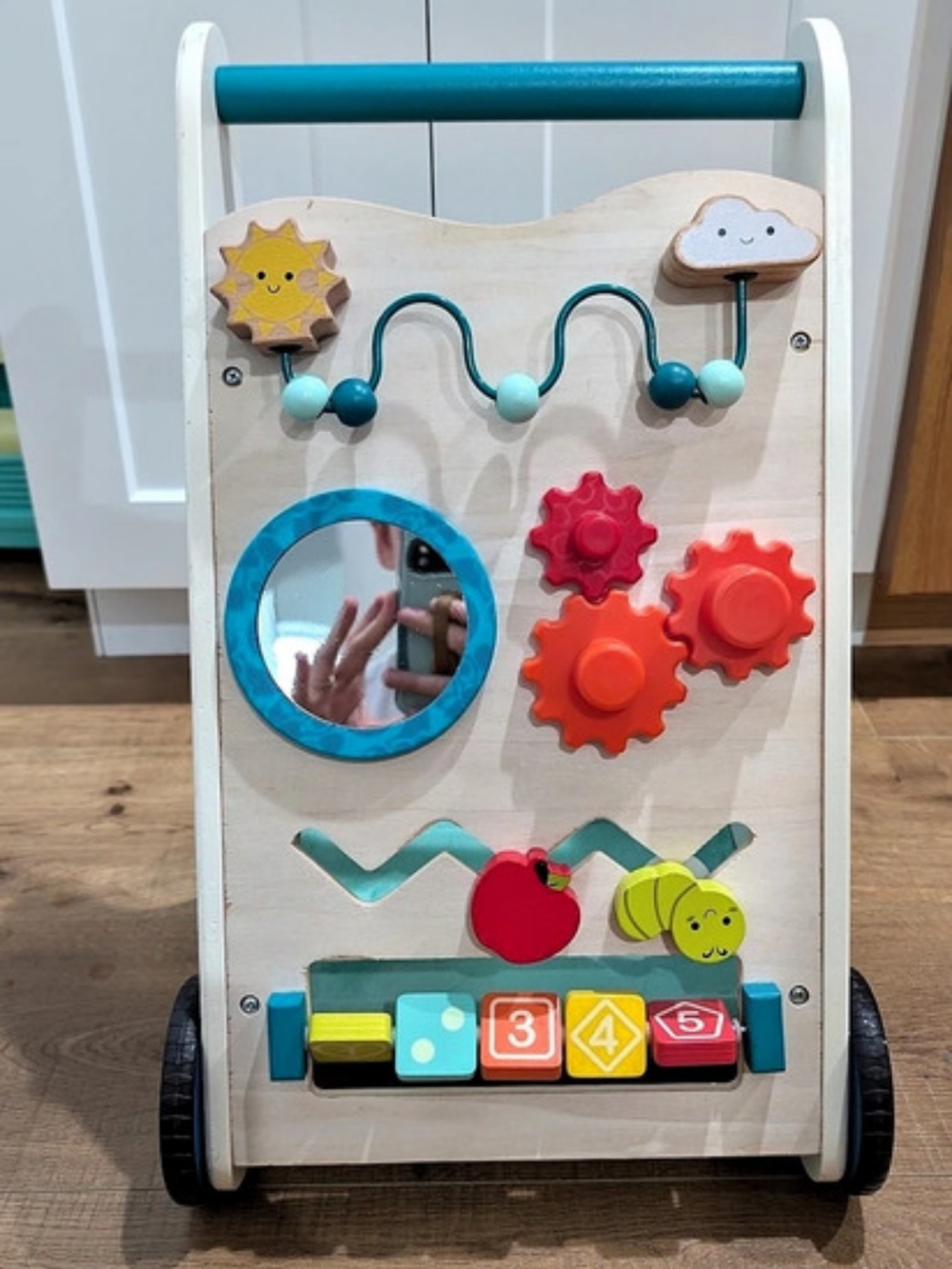 B. toys Little Learning Steps Wooden Activity Walker Push Toy